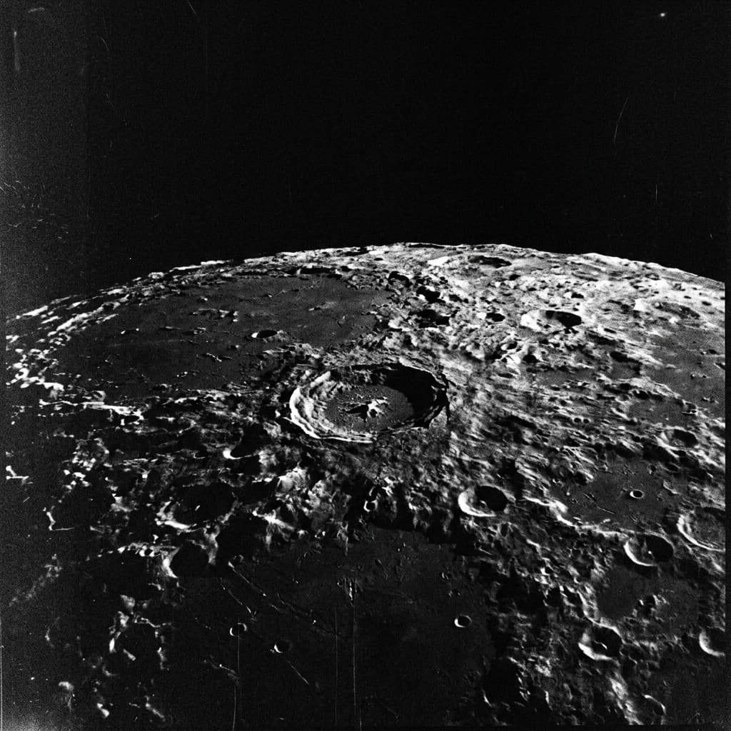 Black-and-white lunar surface image